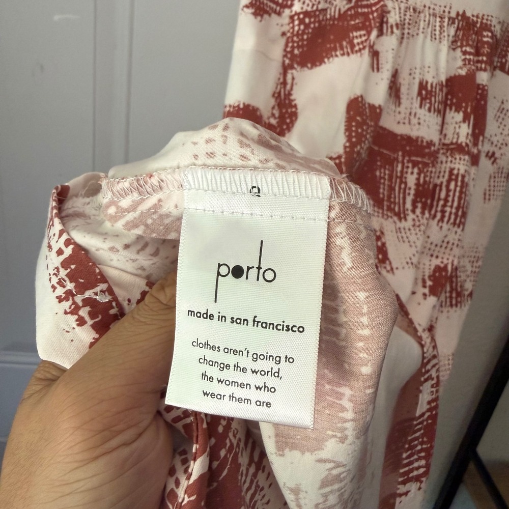 PORTO SF white rust printed sleeveless lagenlook balloon parachute midi dress - Picture 8 of 9